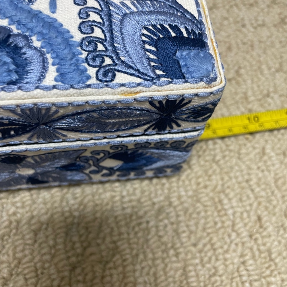 Chico's Blue and White Embroidered Jewelry Box - Picture 6 of 9
